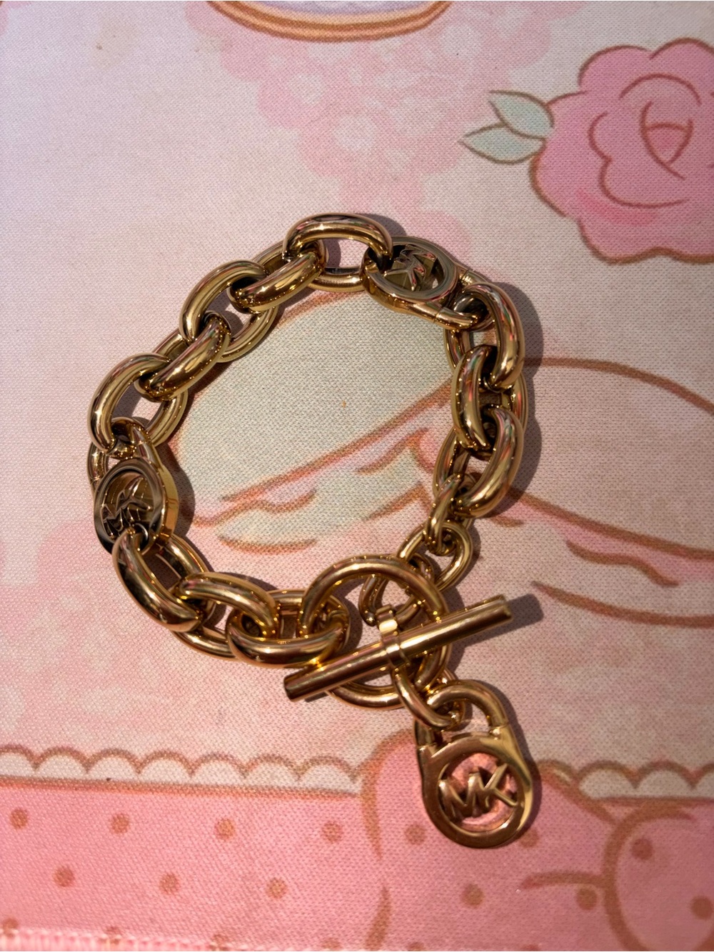 Michael Kors MK Chunky Chain Link Bracelet Padlock MK Logo - Picture 3 of 5